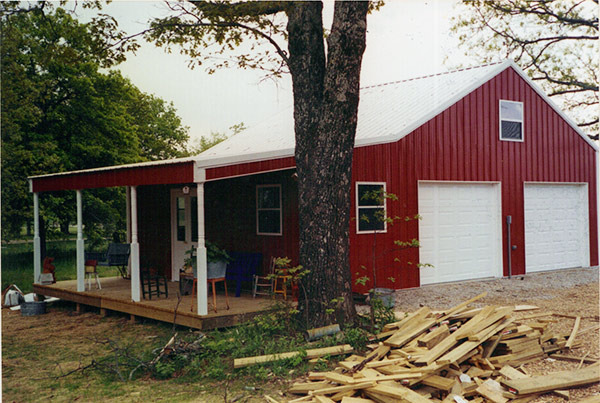 Pole barn with framed garage on slab