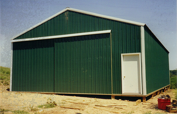 Pole barn with sliding door