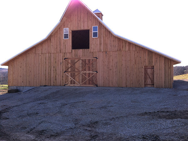 Framed, two-story wooden barn