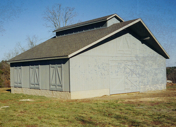 Framed pole barn on concrete foundation