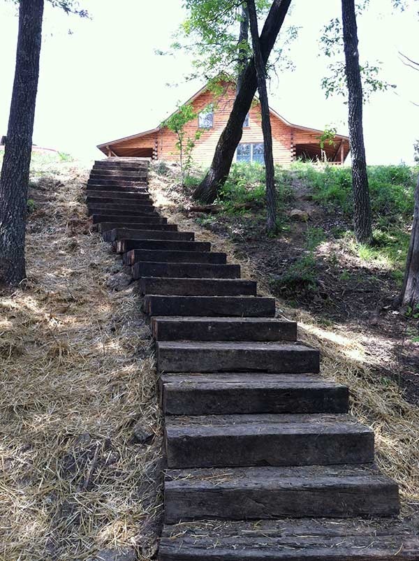 Railroad ties made into stairs