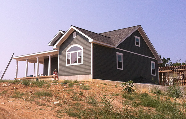 Custom home with fiber cement lap siding