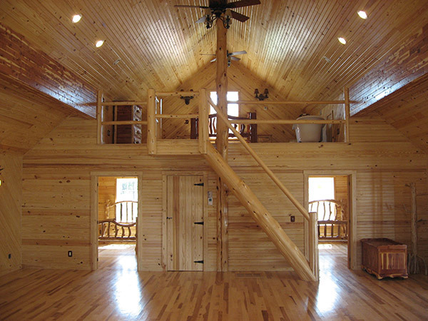 Custom cabin interior with cedar logs
