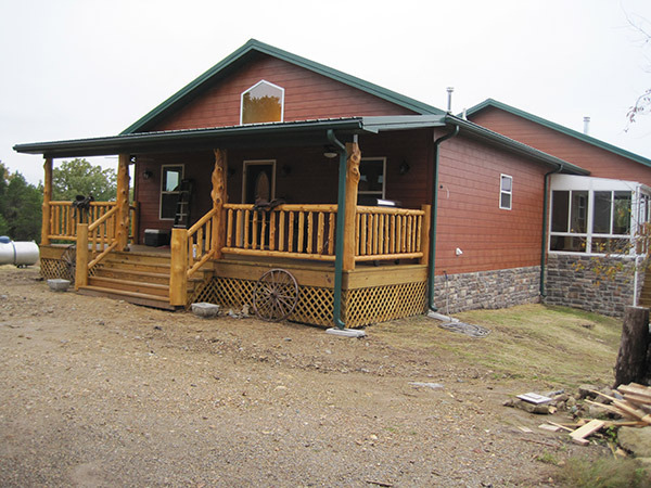 Custom home with metal roof