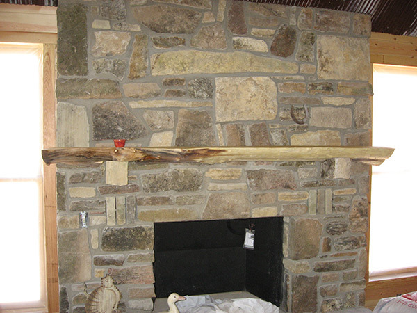 Custom mantel from locust tree