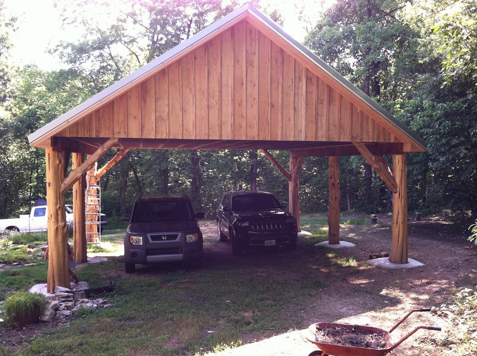 Wooden carport building