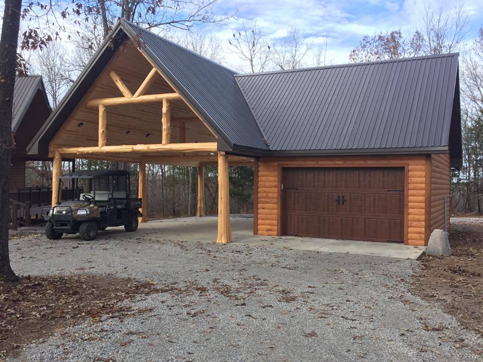 Outdoor carport with built-on garage