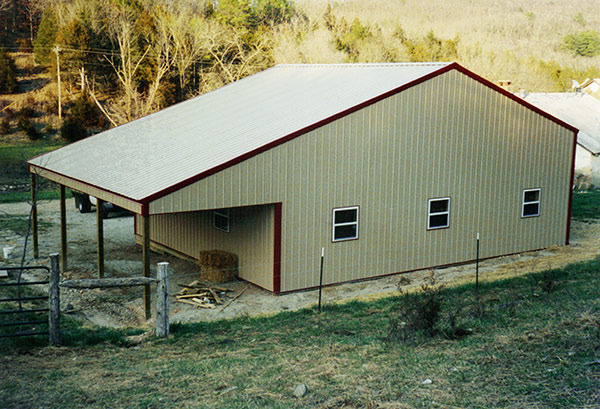 Pole barn with galvalume roof