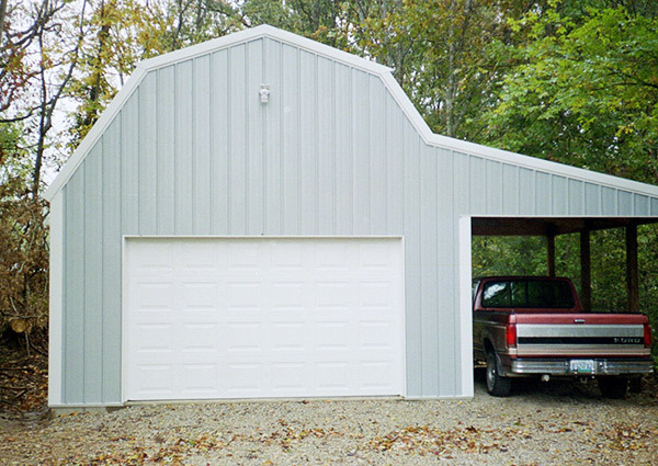 Framed gambrel barn on slab