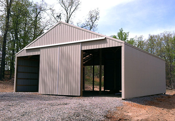 Pole barn with sliding doors