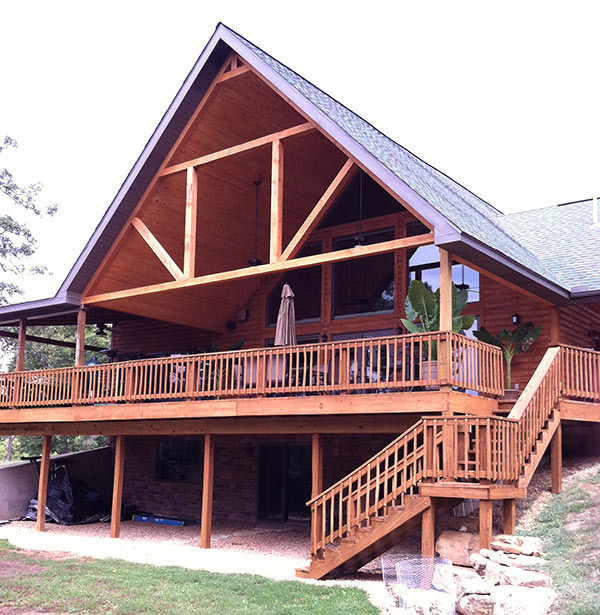 Open cedar beam deck cover addition