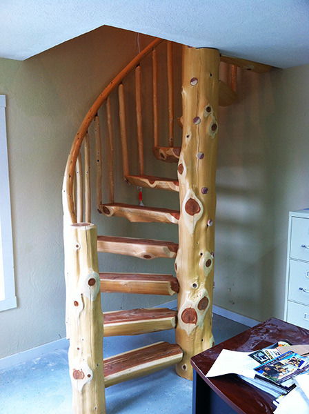 Cedar spiral stairs